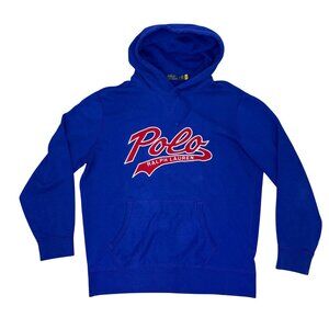 Polo Ralph Lauren Blue double knit Logo Pullover Hoodie Men's size L
